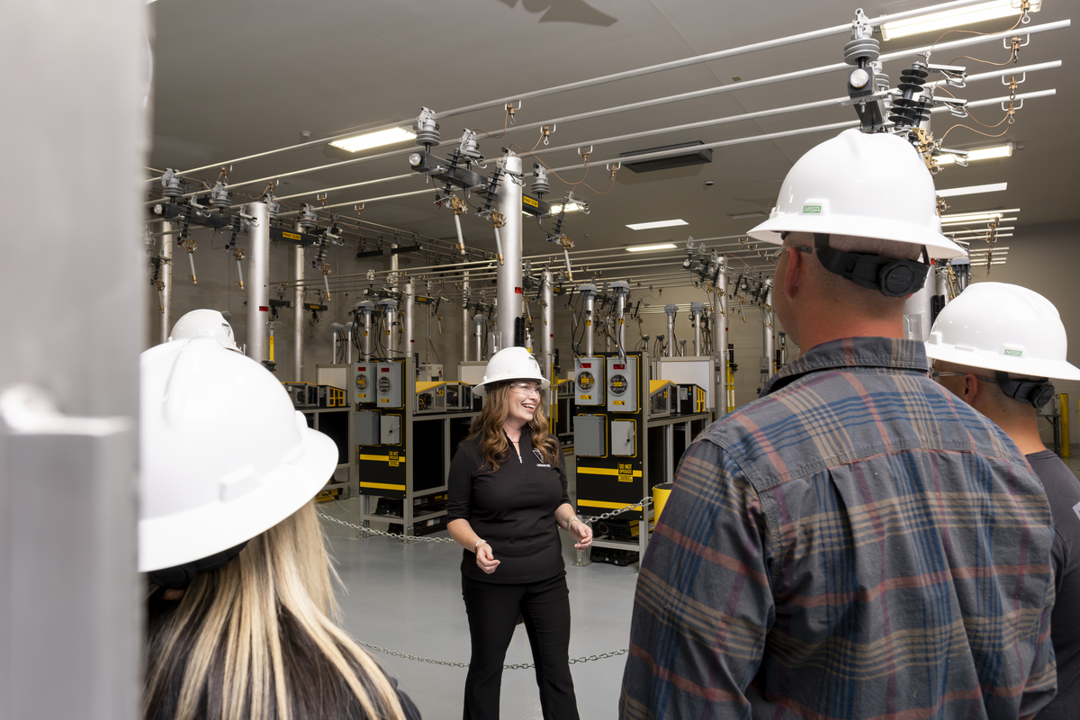 Molly gives tour to prospective students in Idaho transformer lab.